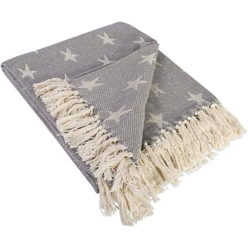 DII 4TH of July Patriotic Throw Blanket with Decorative Tassles, Use for Chair, Couch, Bed, Picnic, Camping, Beach, & Just Staying Cozy at Home (50 x 60), Star Tango Red