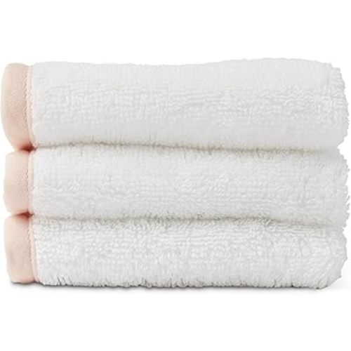 Lalo Baby Washcloths 3-Pack - 100% Organic Cotton, Soft & Absorbent, Gentle on Sensitive Skin, Machine Washable Soft Kids Washcloths - Grapefruit