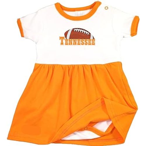 Baby Onesie Bodysuit Dress for Tennessee Football Fans - Lt. Orange Trim