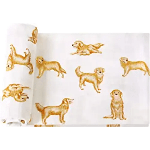 LifeTree Baby Swaddle Blankets Dog, 70% Viscose from Bamboo and 30% Cotton Muslin Swaddle Blankets Boys Girls Swaddling Blanket Neutral for Newborn, Soft Large 47" x 47", Golden Retriever Dog