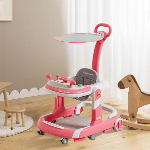 Wharick Baby Walkers, 3-in-1 Height Adjustable Baby Walker with Wheels, Foldable Walker for Baby and Baby Activity Center with Music &Steering Wheel for Toddler Boys and Girls 6-18 Months