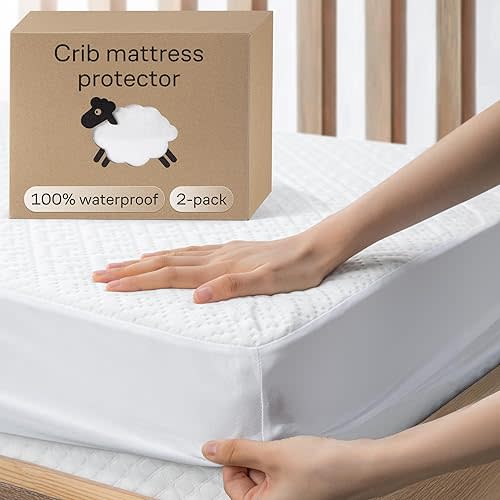 Niagara Crib 2 Pack 100% Waterproof Mattress Protector, Soft Breathable Crib Mattress Protector with Deep Pocket, Crib Mattress Pad for Toddler and Baby (52x28, White) - Viscose Made from Bamboo