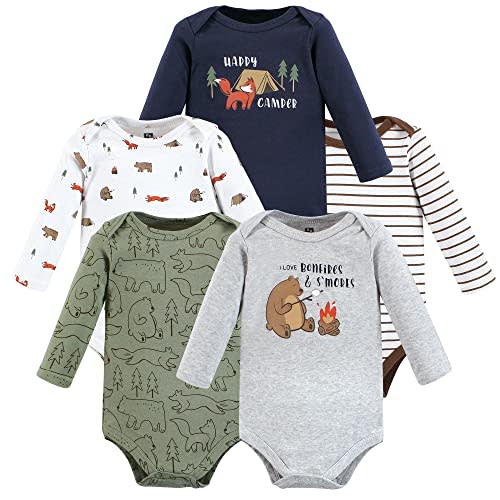 Hudson Baby baby-boys Cotton Long-sleeve Bodysuits 5-pack