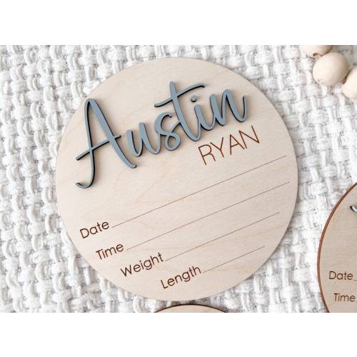 Baby Name Announcement Sign 3D Hospital Name Wood Sign Birth