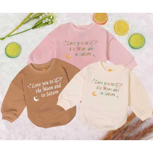 Love You To The Moon And To Saturn Baby Romper Sweater, Moon & Saturn Baby Bodysuit, First Birthday Romper, Trendy Baby Outfit