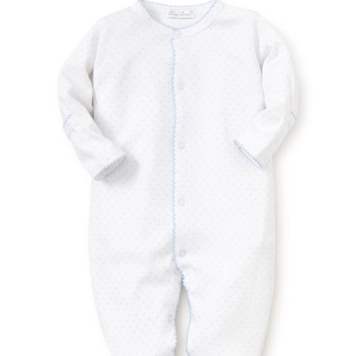 White/Blue New Kissy Dots Print Footie