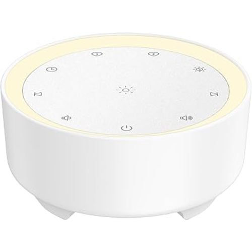 Kipcush Sound Machine & Night Light for Adults, Baby, Kids. White Noise Machine with 20 Soothing Sleep Sounds. Small Size & Portable Design for Bedroom, Office, Travel. Favorites Buttons, Timer