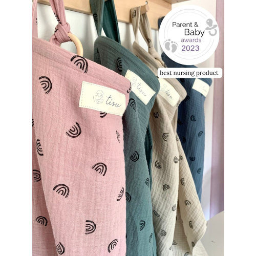 Nursing Cover for Baby Breastfeeding & Pumping | Muslin Double Gauze | Breast Feeding Apron Shawl + Car Seat Cover in Rainbow Pattern