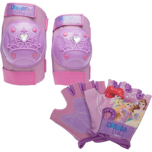 Bell Sports Disney Princess Bike Safety Gear Set, Protective Knee and Elbow Pads with Gloves for Toddlers, Purple/Pink