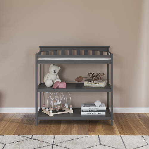 Child Craft Flat Top Changing Table, Cool Gray