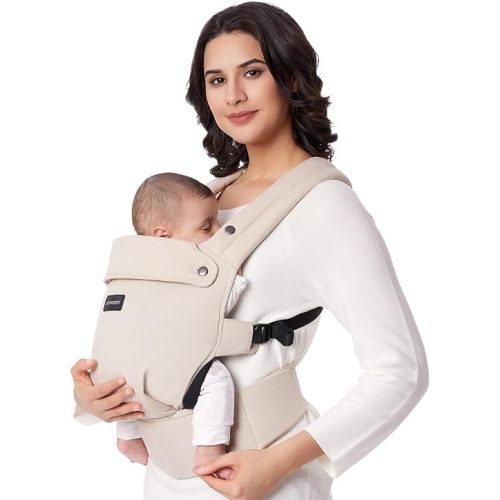 Momcozy Baby Carrier - Ergonomic, Cozy and Lightweight Carrier for 7-44lbs, Effortless to Put On, Ideal for Hands-Free Parenting, Enhanced Lumbar Support, Purehug for Infant to Toddler, Khaki