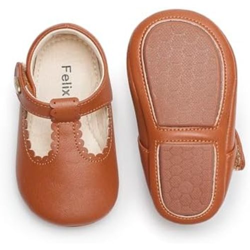Felix & Flora Soft Sole Baby Shoes - Infant Baby Girls Ballet Flats Moccasinss Rubber Sole Walking Crib Shoes