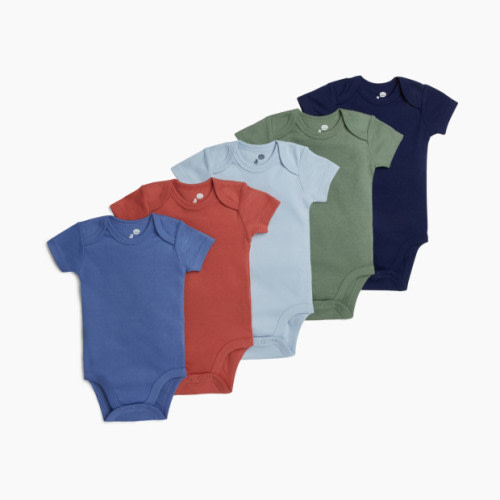 Small Story Short Sleeve Bodysuit Solid (5 Pack) - Multi Blue Hues Range, 3-6 M