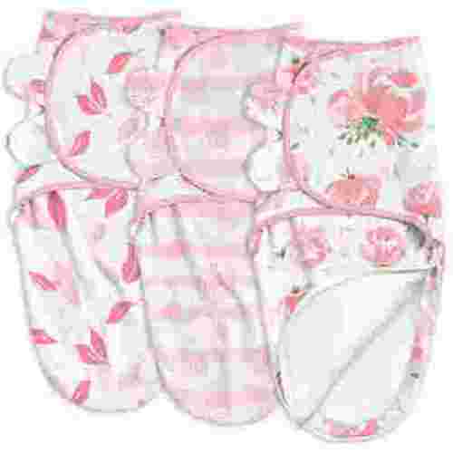 Gllquen Baby 3-Pack Baby Swaddles with Zipper 0-3 Months - Newborn Wearable Sleep Sacks Blanket Wrap for Girls, Pink Floral