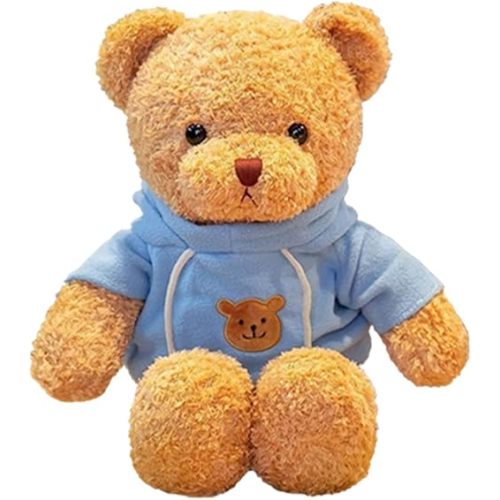 11.8 inches Teddy Bear Stuffed Animals Soft Plush Cute Teddy Bear with Hoodie Doll for Boys Girls (Blue)
