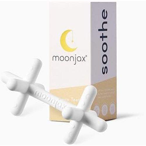 Moonlight Silicone Teethers for Babies, Baby Teether for Infants, Toddlers, Newborns, Dishwasher and Freezer-Safe Teething Toy, White - Moonjax