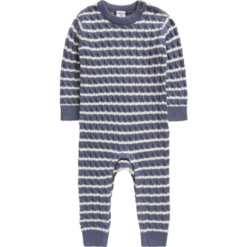 Baby Cable Sweater Romper, 3M, Grey Folkstone- Blue