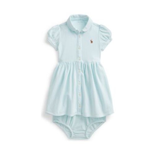 Baby Girls Striped Knit Oxford Dress