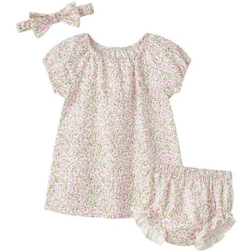 pureborn Baby Toddler Girl Dress with Bloomer Short and Long Sleeve Playwear Dress with Diaper Cover