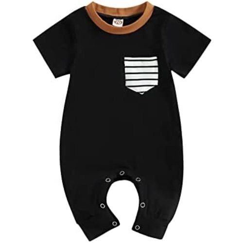 Kupretty Baby Boy Romper Newborn Infant Clothes Summer Short Sleeve Striped Jumpsuit Playsuit Bodysuit