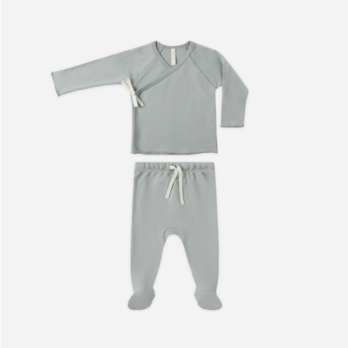 Wrap Top + Footed Pant Set || Steel Blue – Quincy Mae