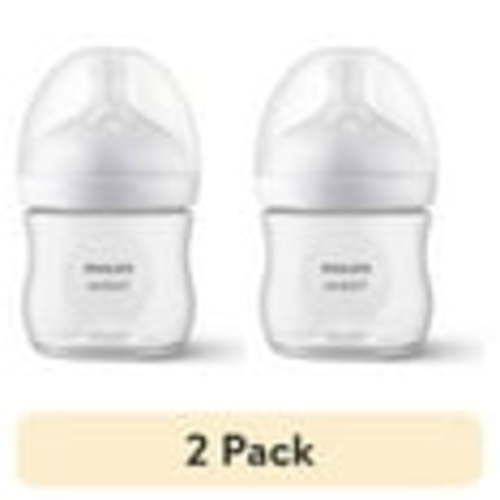 (2 pack) Philips Avent Natural Baby Bottle with Natural Response Nipple, Clear, 4oz, 1pk, SCY900/91
