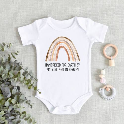 Siblings in Heaven Baby ONESIES® Brand Bodysuit - Handpicked For Earth By My Siblings in Heaven Bodysuit - Memorial Baby Bodysuit Gift