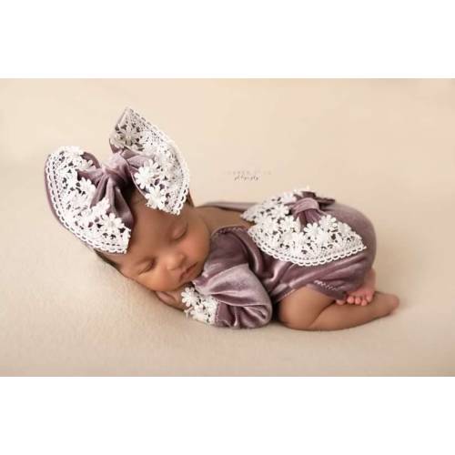 Baby girl Newborn romper set, Newborn photo prop, newborn romper, newborn girl romper, newborn girl photo outfit mauve velvet romper