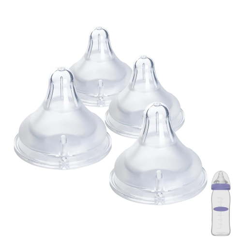 4 Count Bottle Nipples Compatible with Lansinoh NaturalWave Bottle, Soft and Durable Silicone Bottle Nipples, BPA-Free Replacement Bottle Nipple M 1 Count (Pack of 4) 1 Count (Pack of 4) 1 Count 1