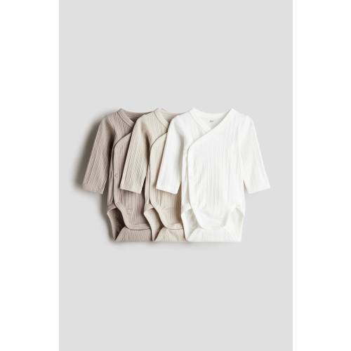 3-PACK RIBBED WRAPOVER BODYSUITS