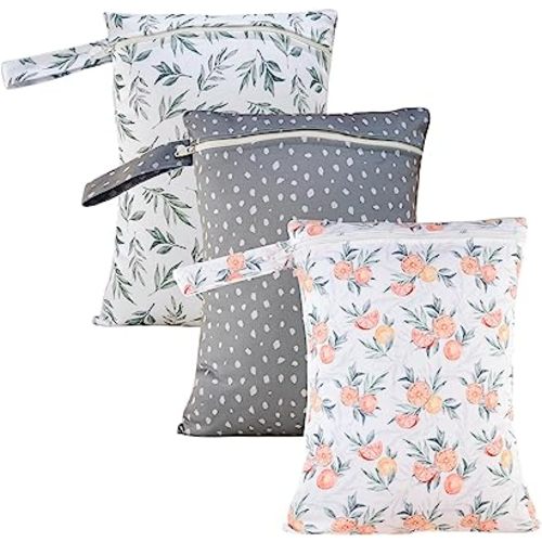 3 Set Wet Bag Storage Bag Waterproof Washable Travel Bags, Beach, Pool, Gym Bag for Swimsuits & Wet Clothes (Orange)