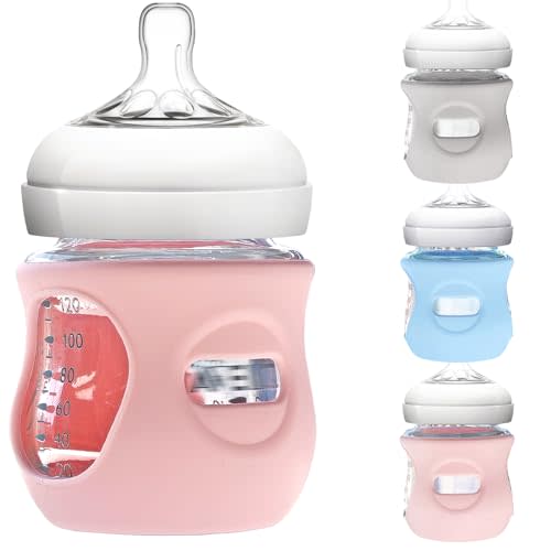 3 Pack Silicone Sleeve for Philips Avent Glass Bottle - Shatter Proof Natural Silicone Bottle Sleeve for Anti Colic Baby Bottles 8 oz & 4 oz - Anti Flow Sleeve for Infant Bottles