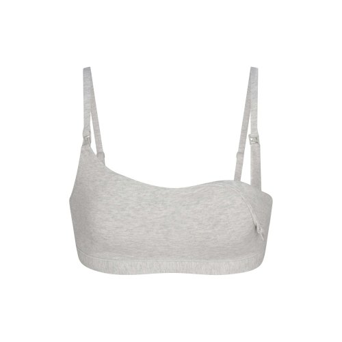 2-PACK COTTON JERSEY MATERNITY NURSING SCOOP BRALETTE  | LIGHT HEATHER GREY | SKIMS