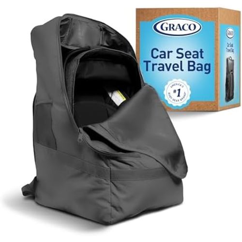 Graco Padded Car Seat Travel Bag & Infant Carrier Backpack, Durable Large Back Pack for Carseats & Booster Seats, Airport Gate Check Bag Luggage, Double Padded Strap, Water Resistant Material, Black