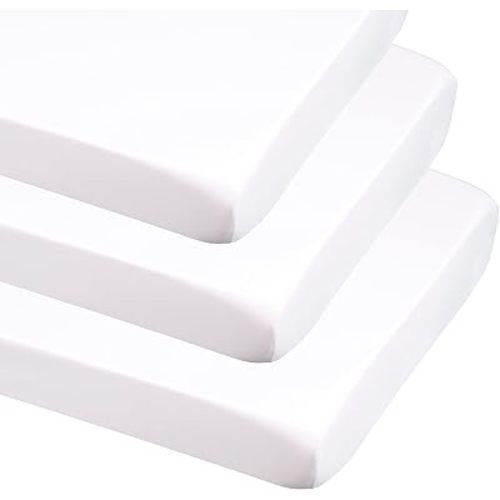 CaSaJa 3-Pack Fitted Crib Sheets Set Neutral Unisex, Extra Soft Breathable 9" Deep Mattress Sheet for Standard Toddler Bed 28"x52", Cozy Washable Microfiber Nursery Sheets, White