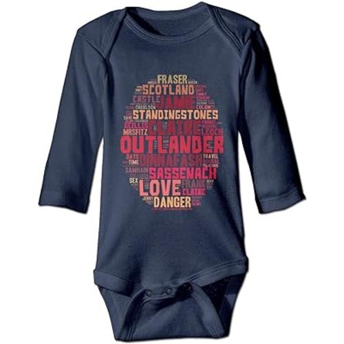 Outlander Words in Color Babysuit Long Sleeve Bodysuit Outfit Dark Blue