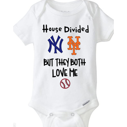 PERSONALIZED House Divided Babysuit Yankees New York Mets Baby Shower gift Sports Gift Baseball gift House Divided Sports Gifts Holiday gift