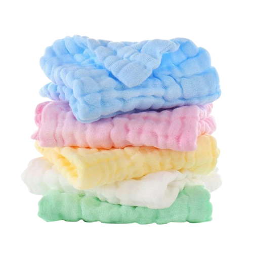 Baby Muslin Washcloths Set of 5 Soft Face Towels for Absorbent Bath Wipes Cotton Cloths 30x30cm Gentle Colors