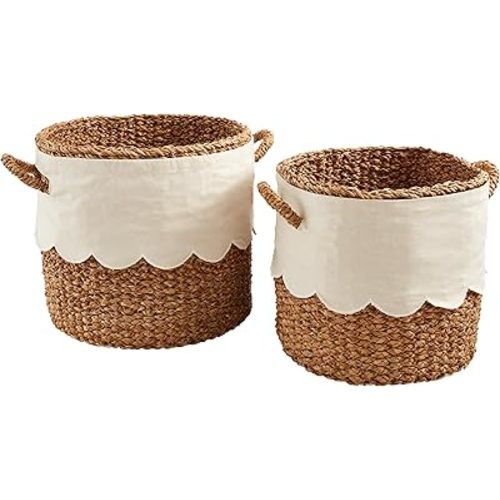Mud Pie Nested Scalloped Baskets, Brown