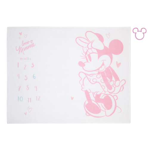 Disney Minnie Mouse White and Pink Milestone Baby Blanket