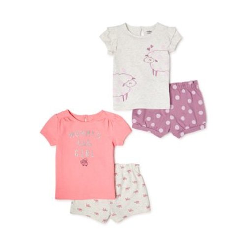Carter's Child of Mine Baby Girl Flutter Top & Shorts, 4-Piece Set (0-24M)