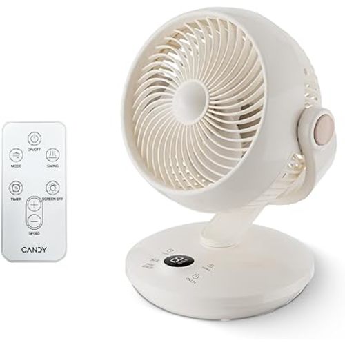 Candy™ Fan for Bedroom,Oscillating Table Fan & Remote Control,8-Speed & Normal Sleep Baby 3 Mode,120°+90° Desk Fan, 9H Timer,10 inch,Led Panel, Touch Adjustment,Portable for Bedroom, Office,Kitchen