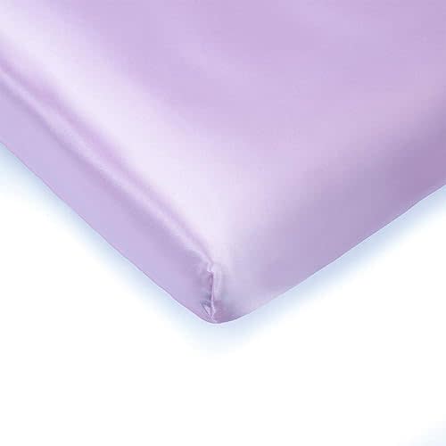 Pro Goleem Satin Pack n Play Playard Sheet Great for Baby Hair Soft Silk Feeling 27x39 Inch Fitted Portable Mini Crib Sheet Playard Mattress Cover for Girls Lavender
