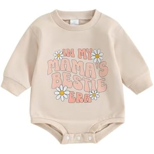 Newborn Baby Girl Outfits In My Mamas Bestie Era Daisy Bubble Romper Sweatshirt Long Sleeve T-Shirt Fall Clothes