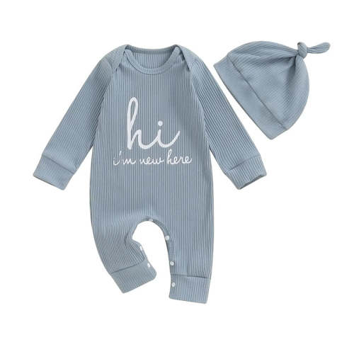 Baby Boys Girls 2Pcs Hi I'm New Here Romper Letter Print Long Sleeve C – August + Willow