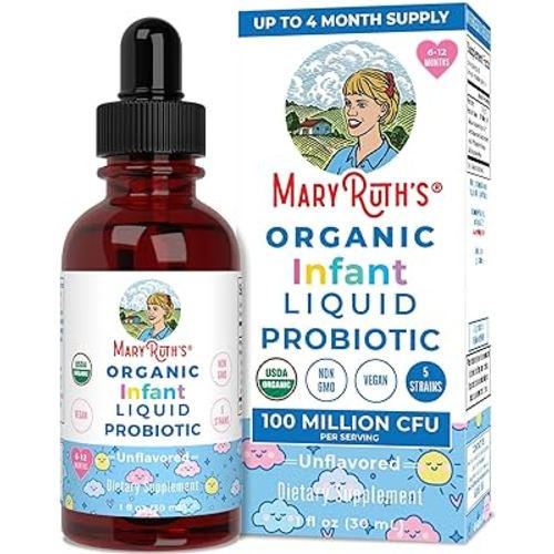 MaryRuth Organics USDA Organic Infant Liquid Probiotic Drops | Baby Essentials for Gut Health | Probiotics for Digestive Health | Immune Support Supplement | Baby Probiotic Drops | 125 Servings