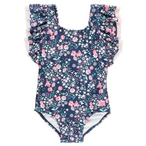 RuffleButts Baby Girls Butterfly One Piece Swimsuit - Moonlit Meadow, Size: 6-12m