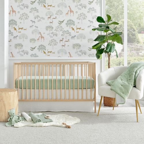 Levtex Baby Cloud Muslin Cotton 5-Piece Crib Bedding Set in Sage and White | Joy