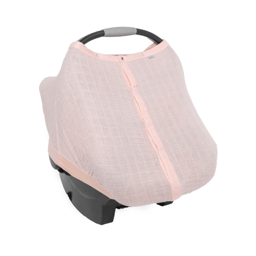 Cotton Muslin Car Seat Canopy - Light Pink