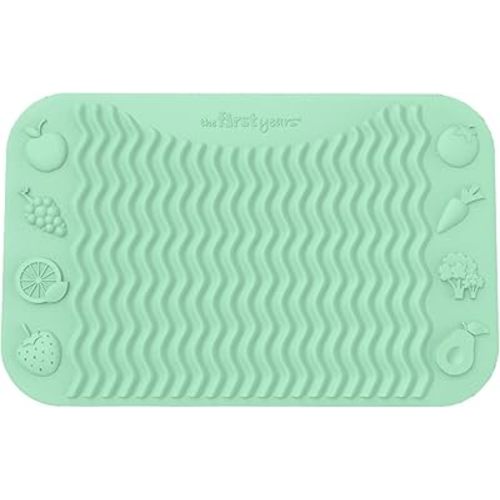 The First Years SenseAbles Finger Foods Placemat – Silicone Feeding Mat for Baby High Chairs or Table - Dishwasher Safe – Mint